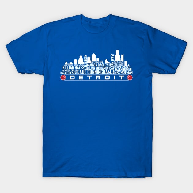 Detroit Basketball Team 23 Player Roster, Detroit City Skyline T-Shirt by Legend Skyline